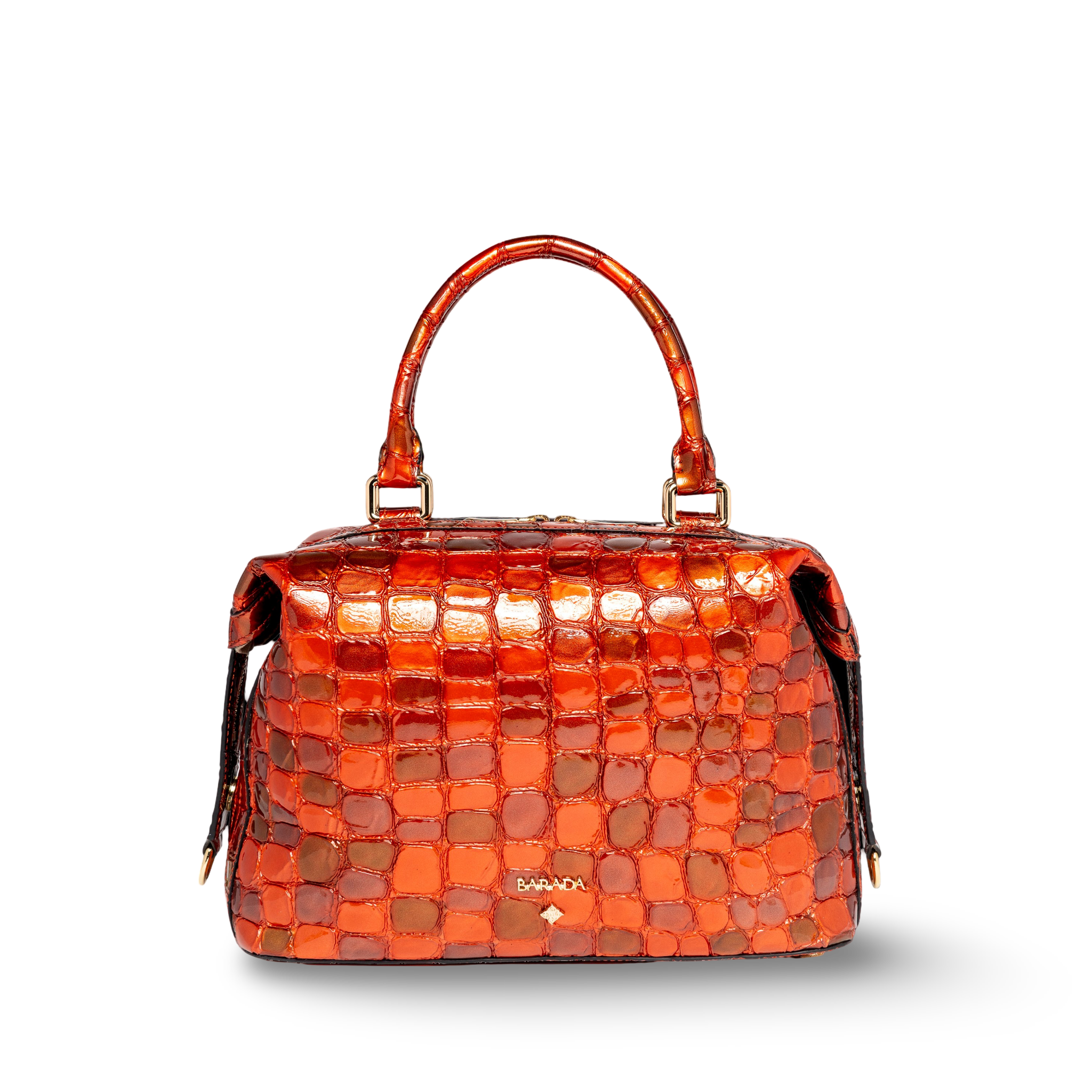 Handbag in goatskin with a coconut-like patent texture