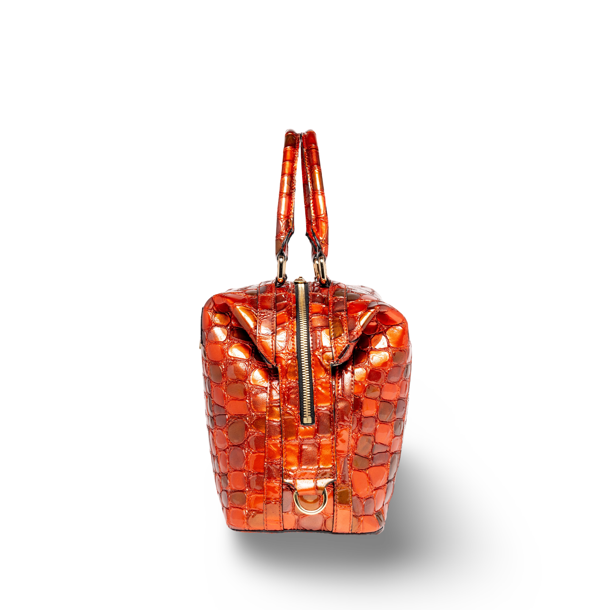 Handbag in goatskin with a coconut-like patent texture