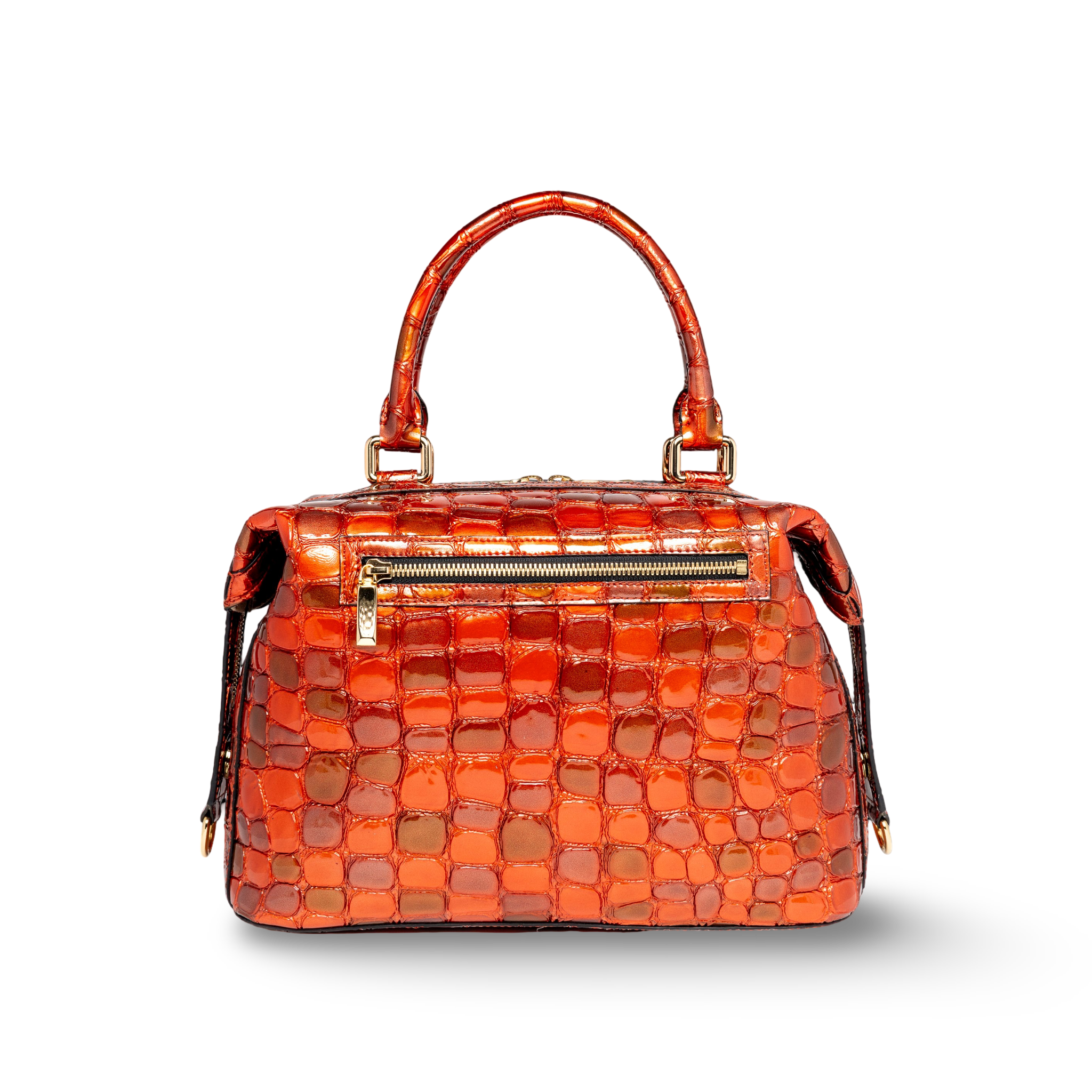 Handbag in goatskin with a coconut-like patent texture
