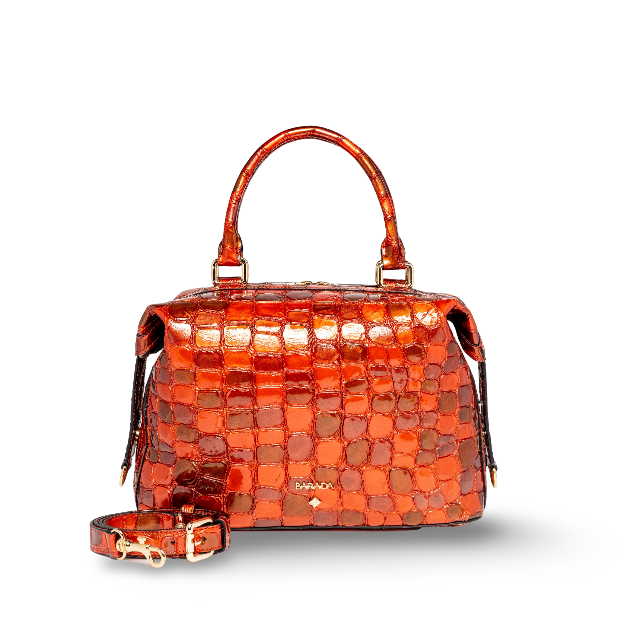 Handbag in goatskin with a coconut-like patent texture