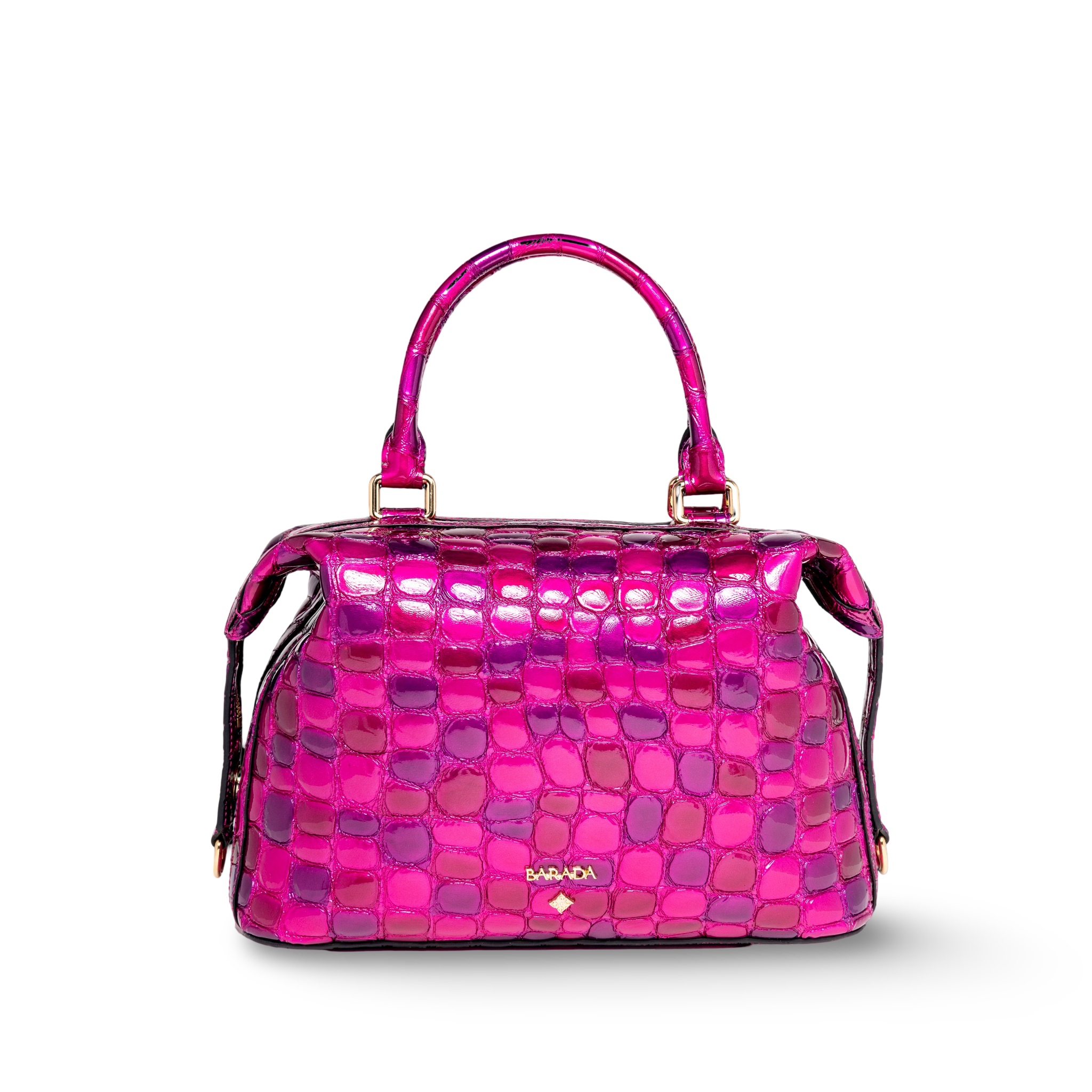 Handbag in goatskin with a coconut-like patent texture