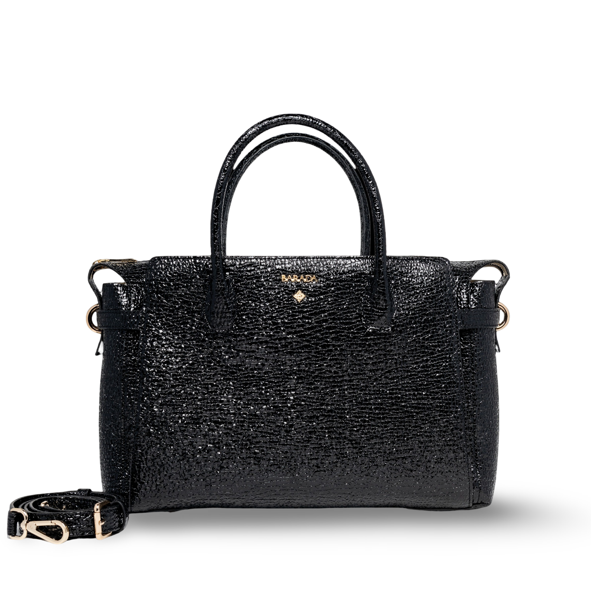 Ubrique leather handbag with patent leather finish