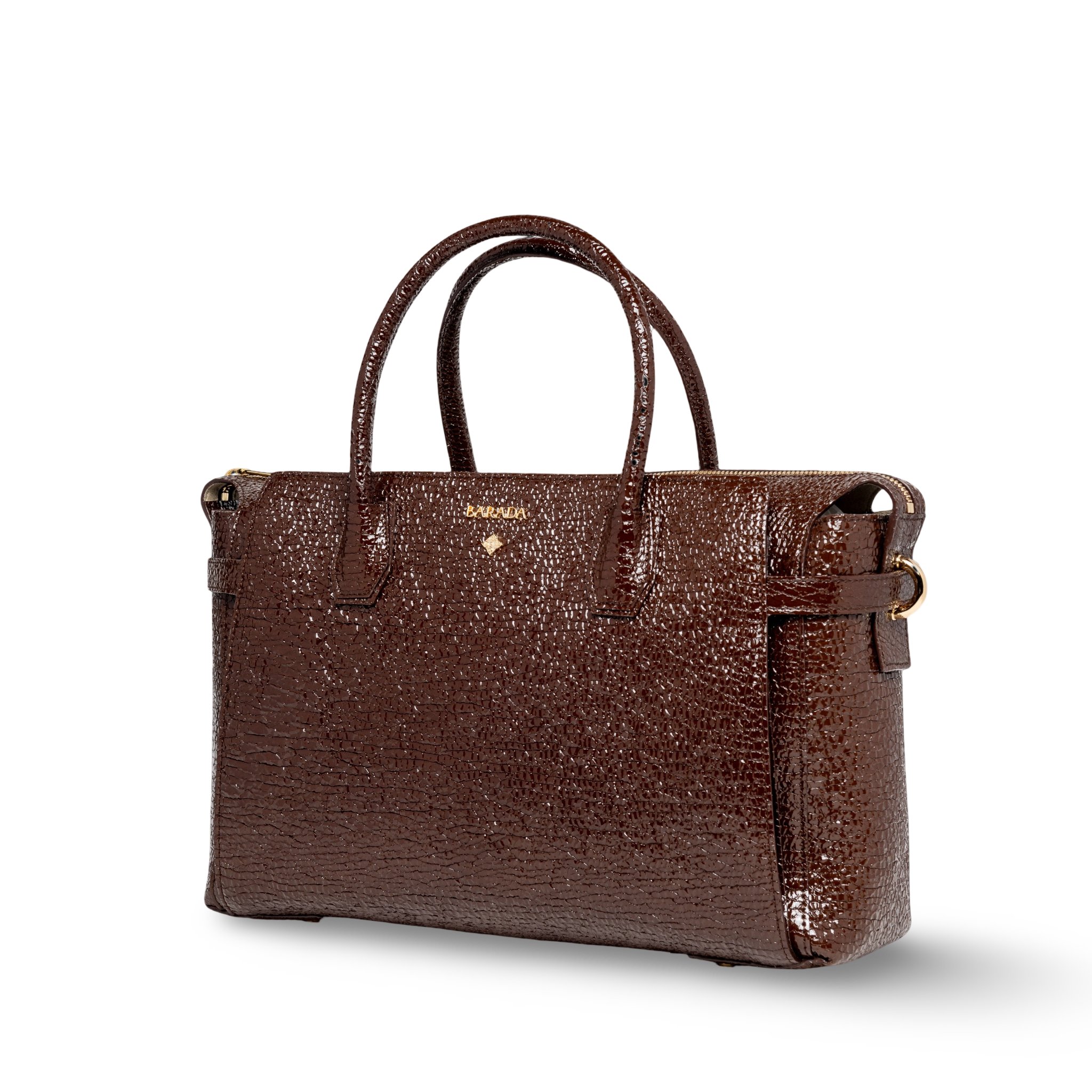 Ubrique leather handbag with patent leather finish