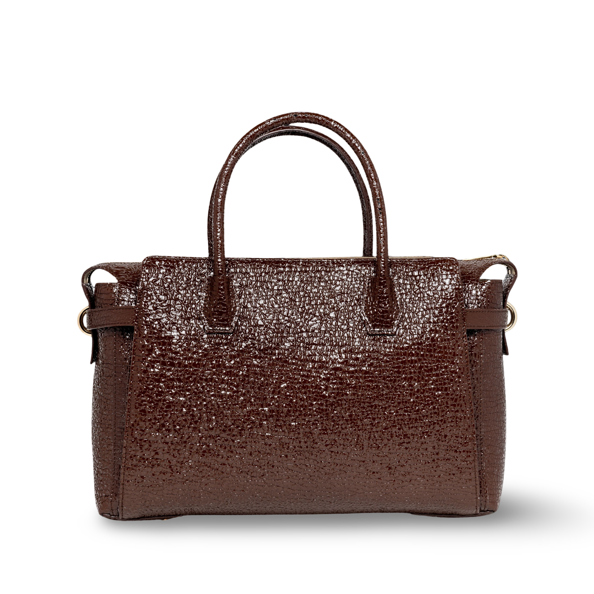 Ubrique leather handbag with patent leather finish