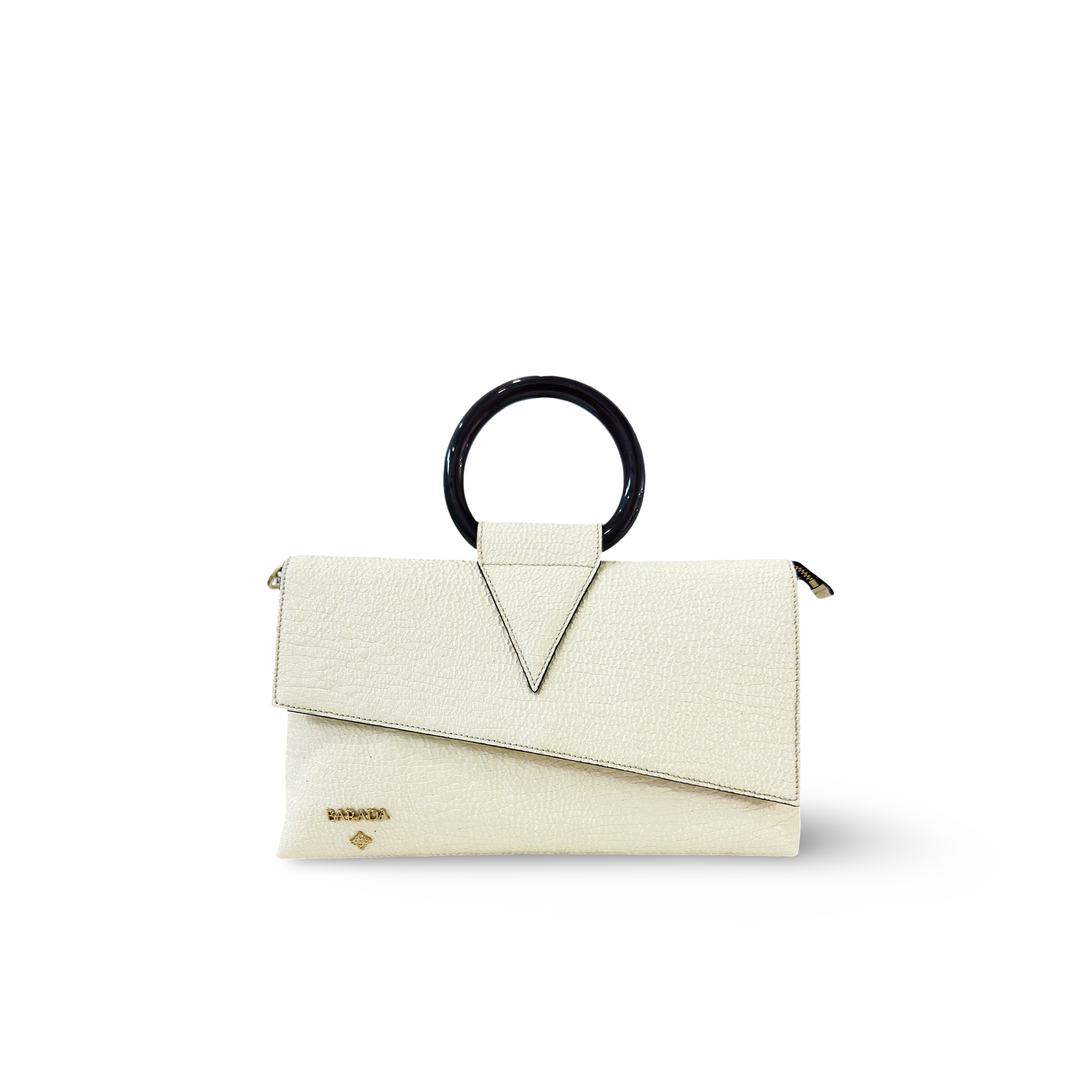 Goat leather handbag with elegant round handle