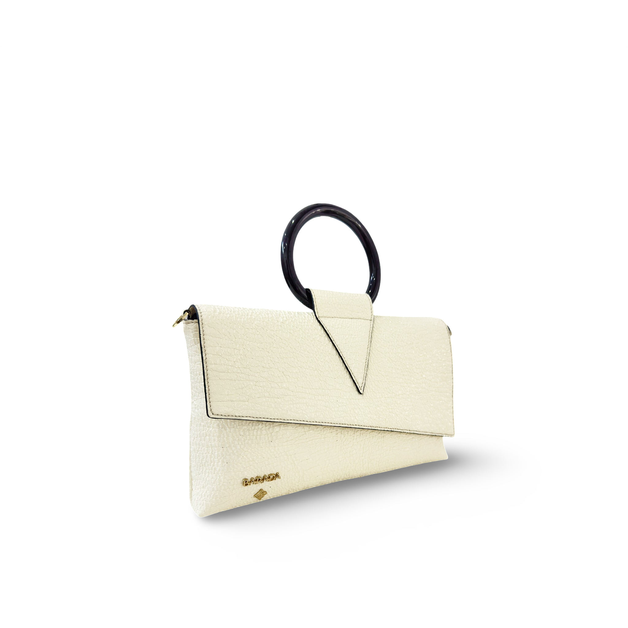 Goat leather handbag with elegant round handle