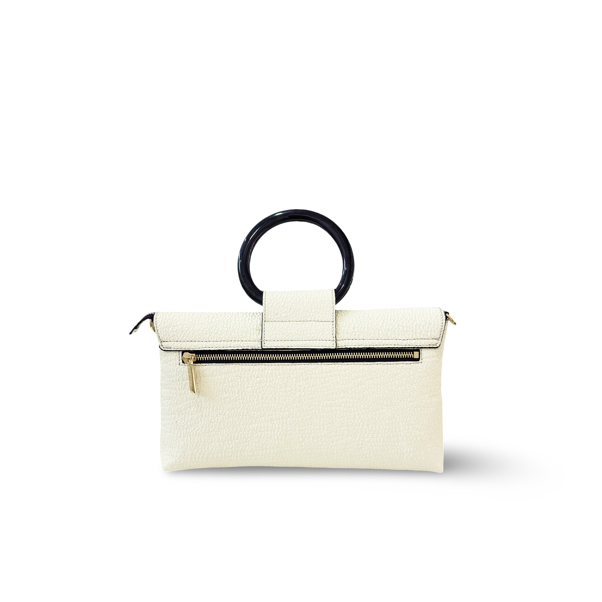 Goat leather handbag with elegant round handle