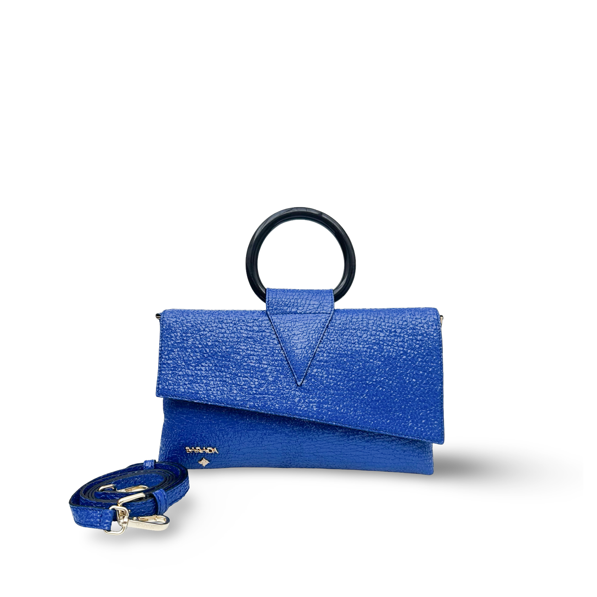 Goat leather handbag with elegant round handle