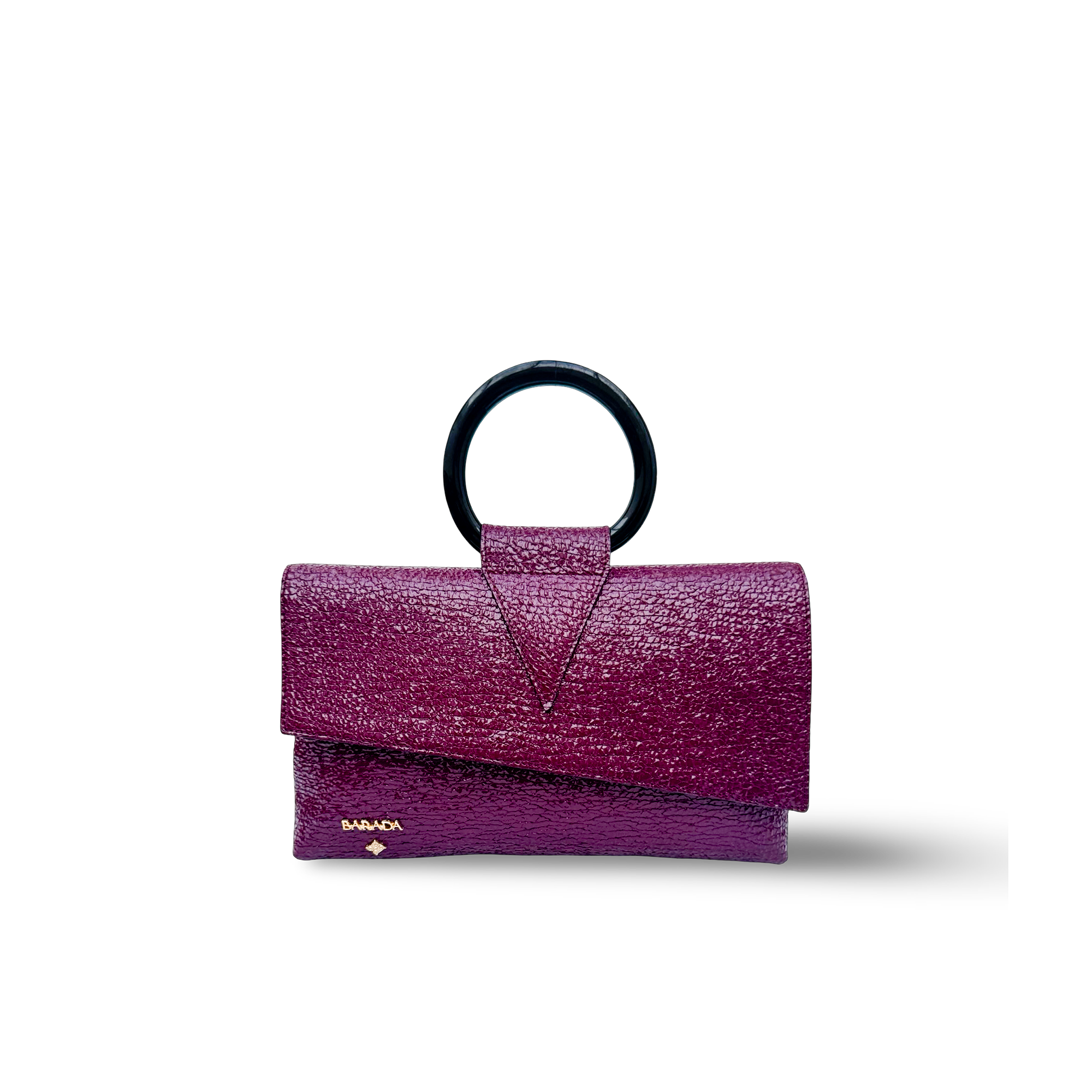 Goat leather handbag with elegant round handle