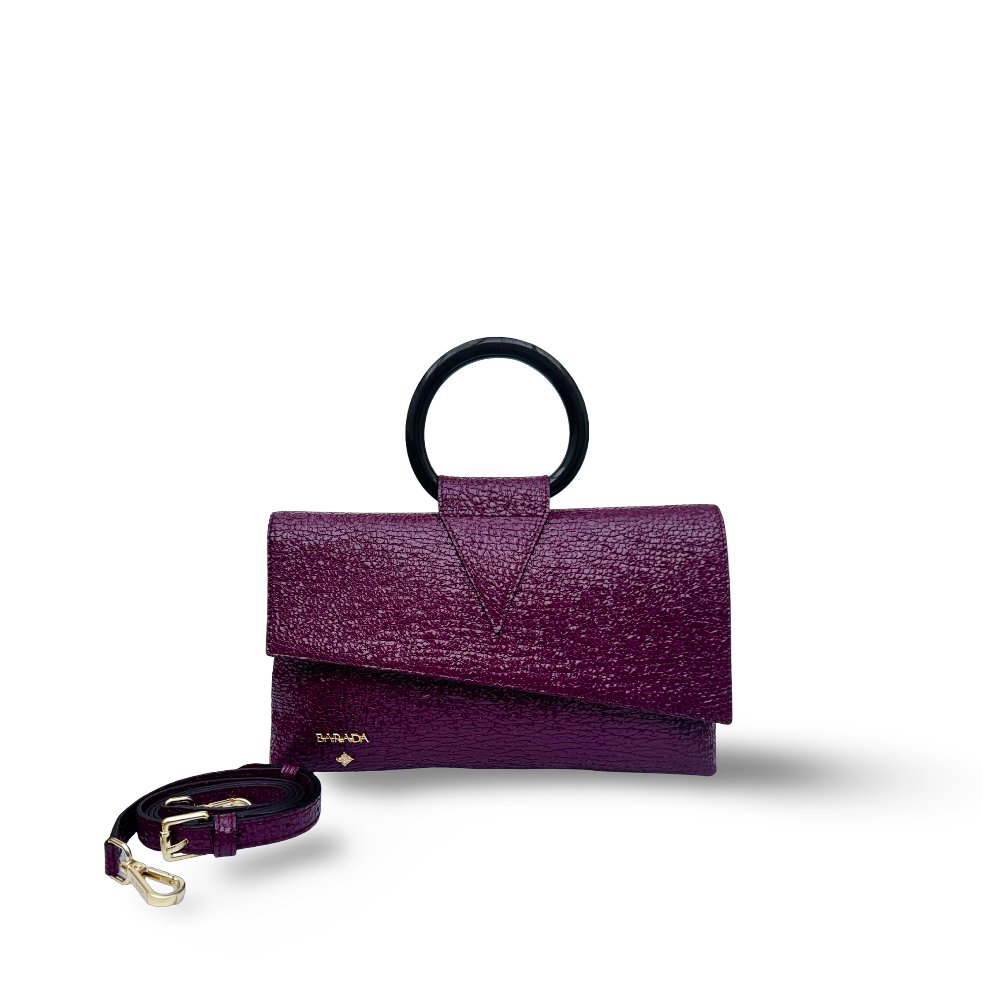 Goat leather handbag with elegant round handle