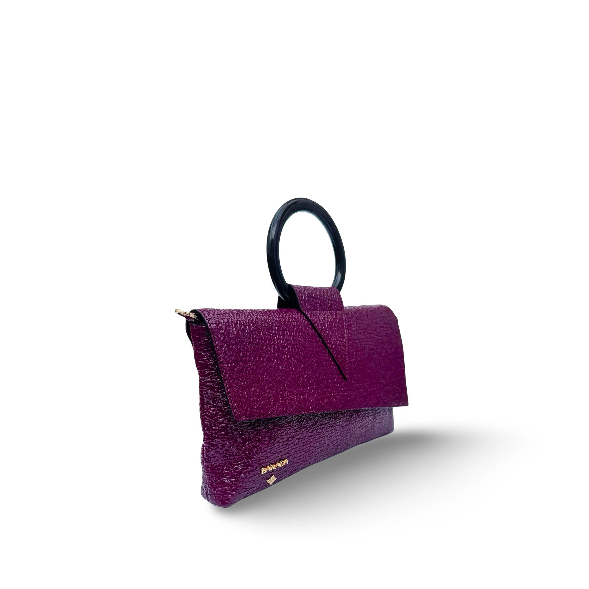 Goat leather handbag with elegant round handle