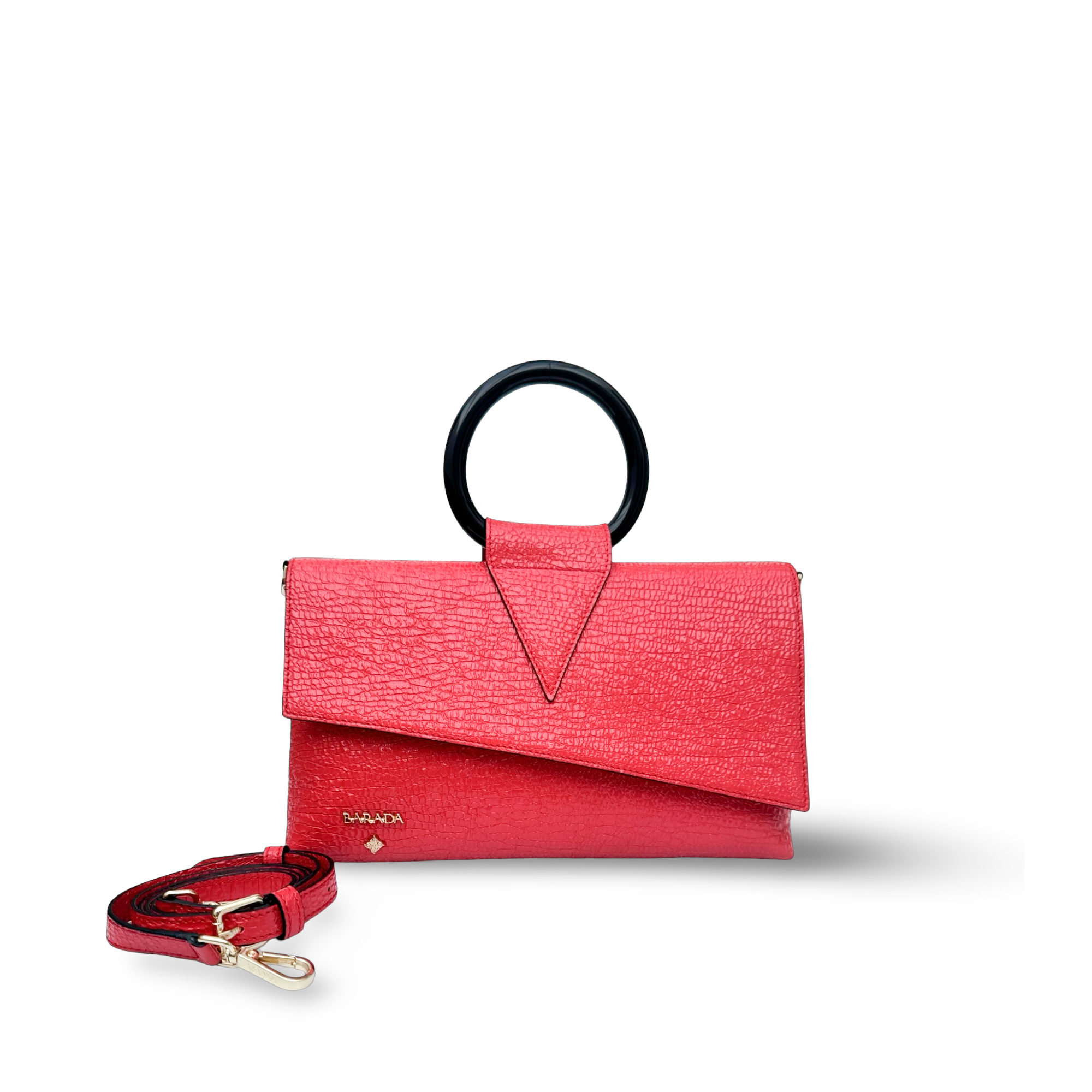 Goat leather handbag with elegant round handle