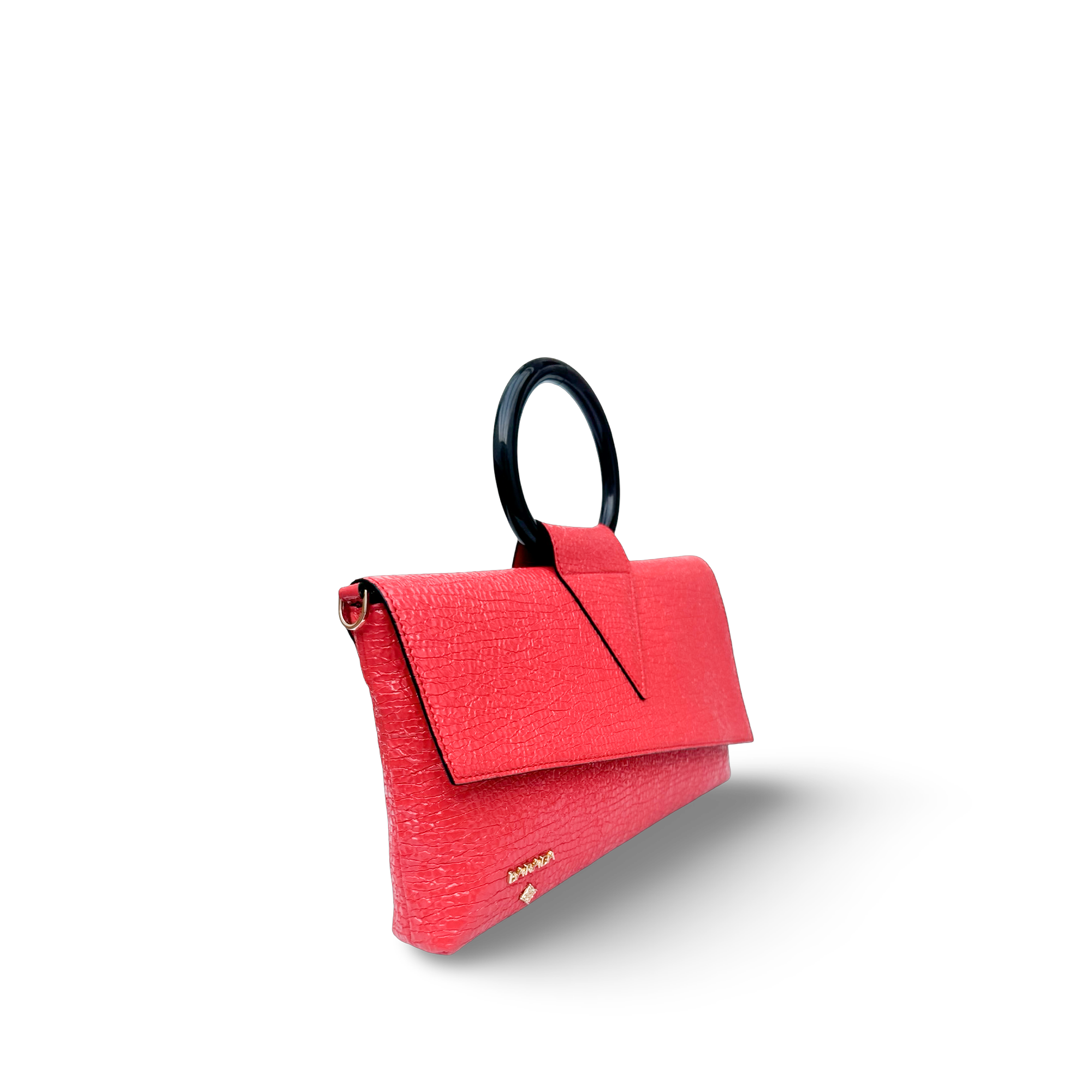 Goat leather handbag with elegant round handle