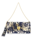Clutch Handbag from our Fiesta collection in Calf leather and Blue-Gold color