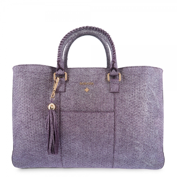 Shopping Handbag from our Moira collection in Calf leather and Purple color