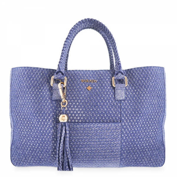 Shopping Handbag from our Moira collection in Calf leather and Blue color