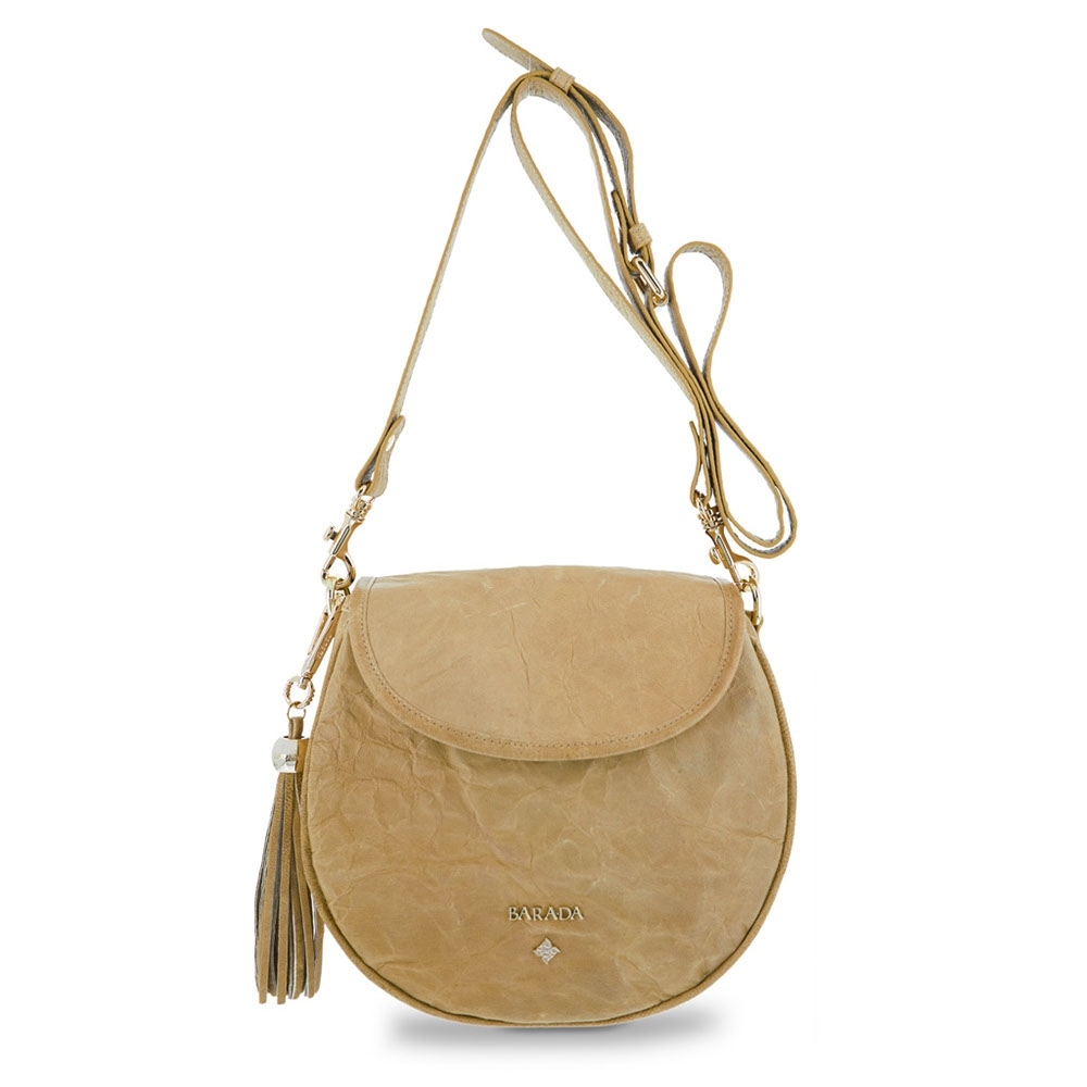 Saddle Bag from our Dasha collection in Lamb skin and Tan color