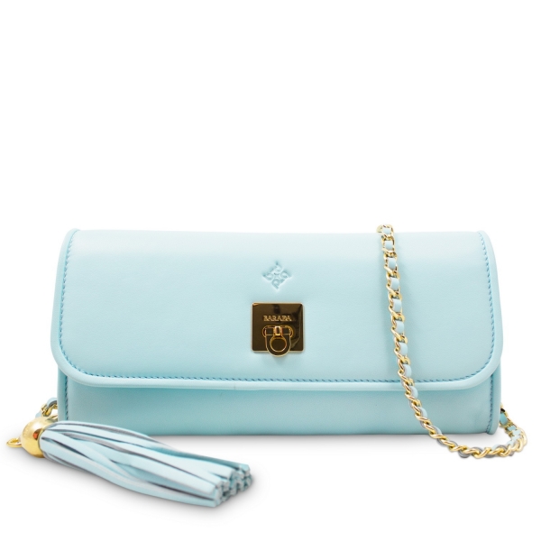 Clutch Handbag from our Fiesta collection in Lamb Skin and Cyan color