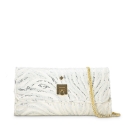 Clutch Handbag from our Fiesta collection in Lamb Skin and White color