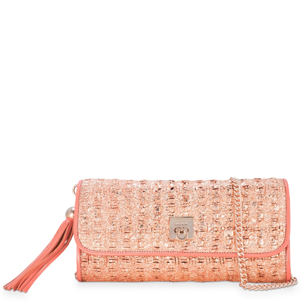 Clutch Handbag from our Fiesta collection in Lamb Skin (fantasy engraved) and Cooper color