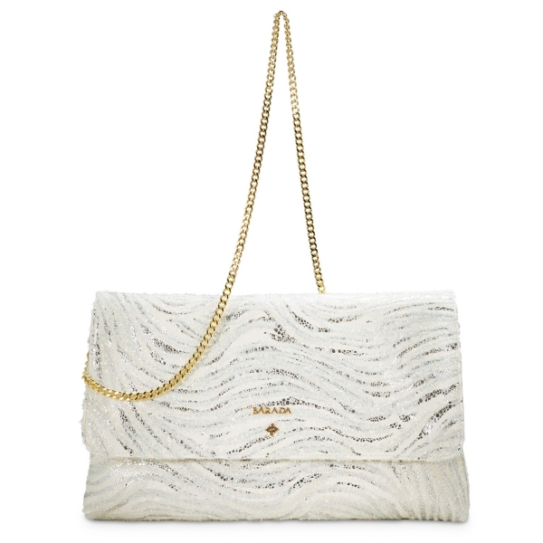 Clutch Handbag from our Amatista collection in Lamb Skin and White color