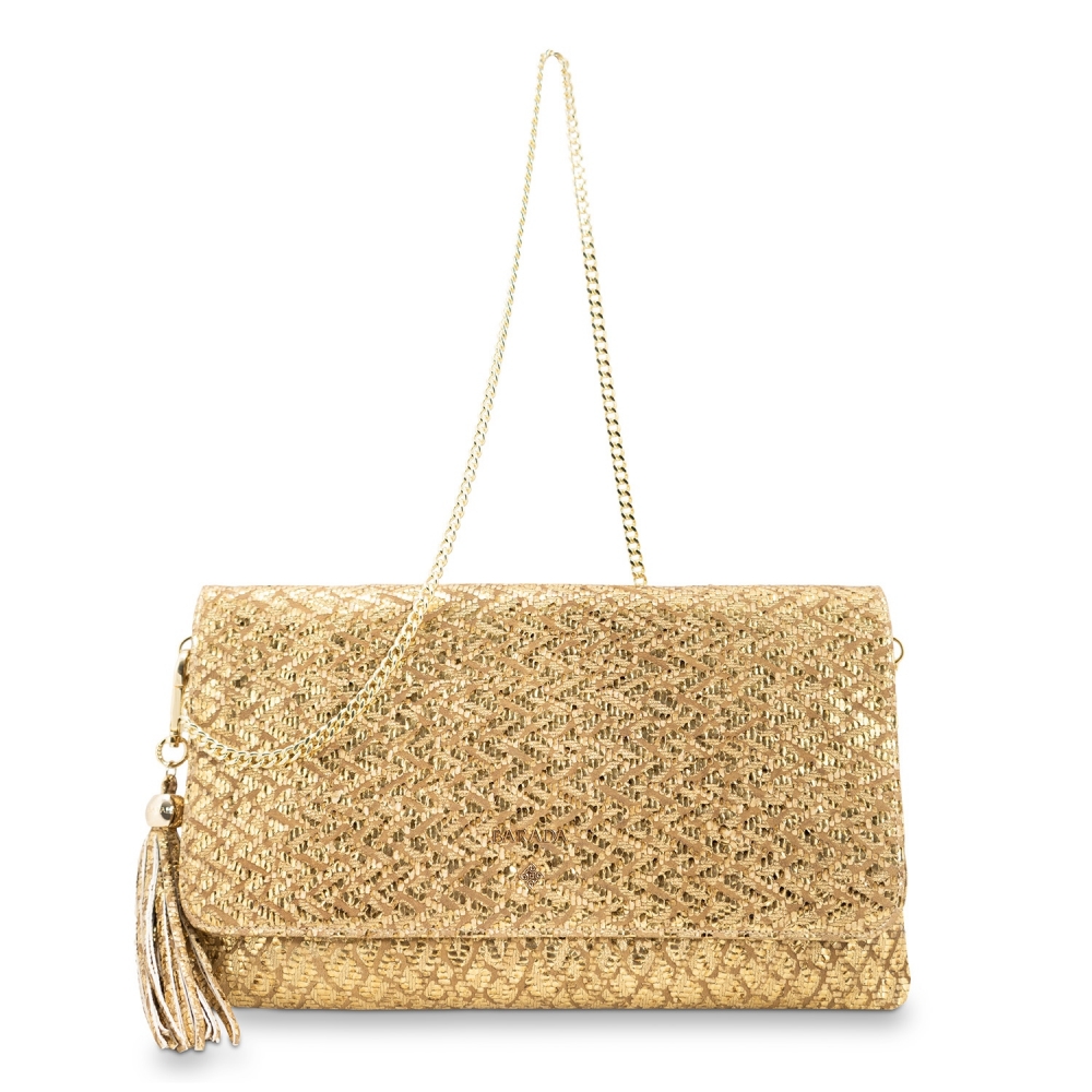 Clutch Handbag from our Amatista collection in Lamb Skin (fantasy engraved) and Golden color