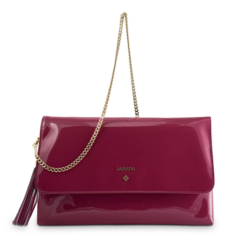 Clutch Handbag from our Amatista collection in Patent Calf Leather and Viola color