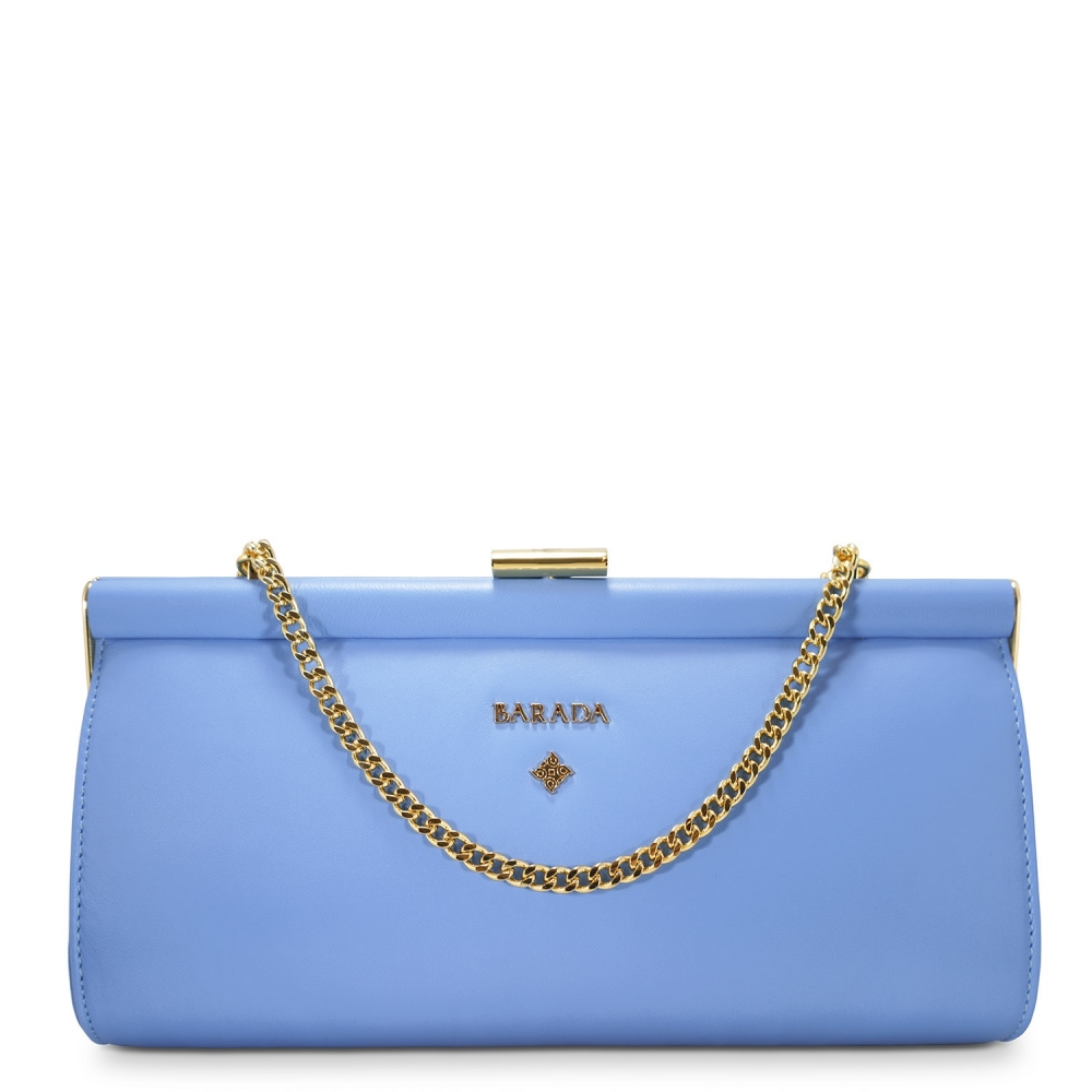Clutch Handbag from our Amatista collection in Nappa and Blue color