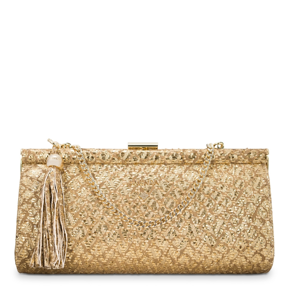Clutch Handbag from our Amatista collection in Lamb Skin (fantasy engraved) and Golden color