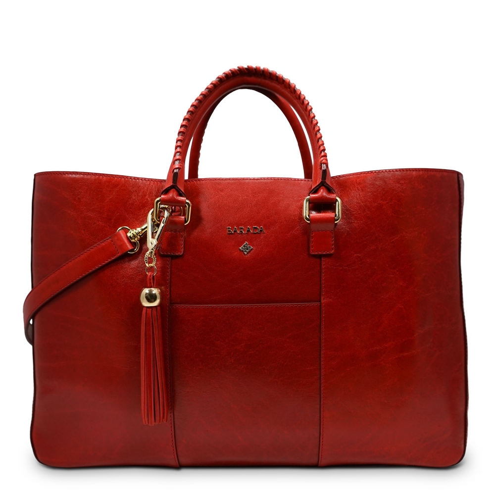 Shopping Handbag from our Moira collection in Veg Tan and Red color