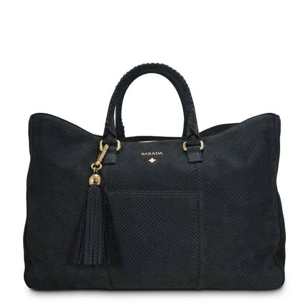 Shopping Handbag from our Moira collection in Nubuck fisnished Calf Leather and Black color
