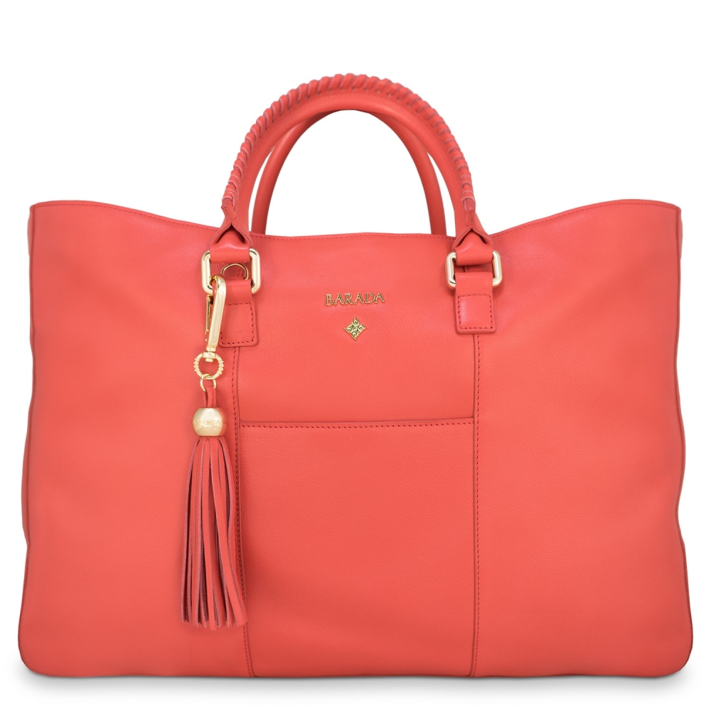 Shopping Handbag from our Moira collection in Calf Leather (Antelope finish) and Red color