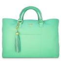 Shopping Handbag from our Moira collection in Calf Leather (Antelope finish) and Aqua color