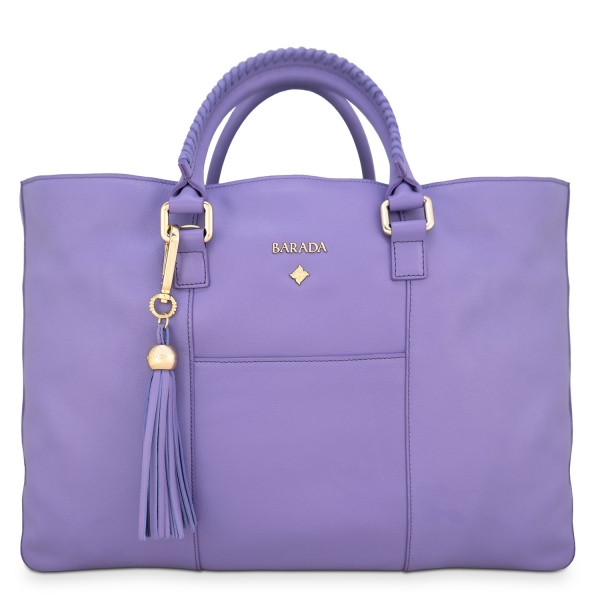 Shopping Handbag from our Moira collection in Calf Leather (Antelope finish) and Lilac color