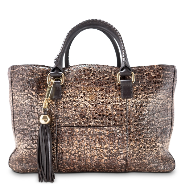 Shopping Handbag from our Moira collection in Lamb Skin (grainy finish) and Brown color