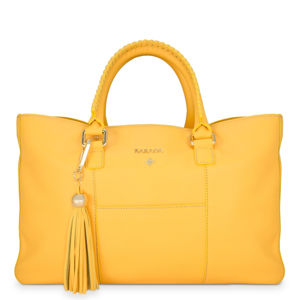 Shopping Handbag from our Moira collection in Calf Leather (Antelope finish) and Yellow color
