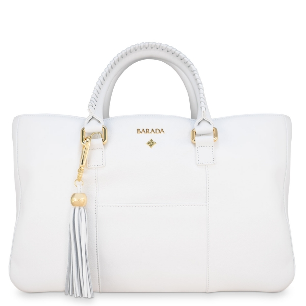 Shopping Handbag from our Moira collection in Calf Leather (Antelope finish) and White color