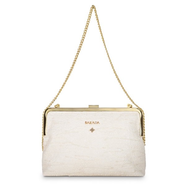 Clutch Handbag from our Dama Blanca collection in Lamb Skin and Beige color