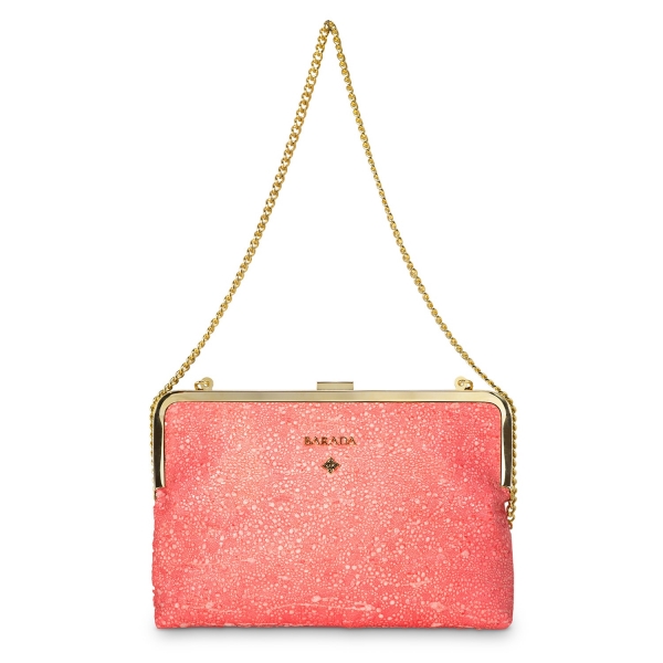 Clutch Handbag from our Dama Blanca collection in Lamb Skin and Salmon color