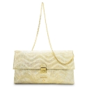 Clutch Handbag from our Dama Blanca collection in Lamb Skin and Golden color