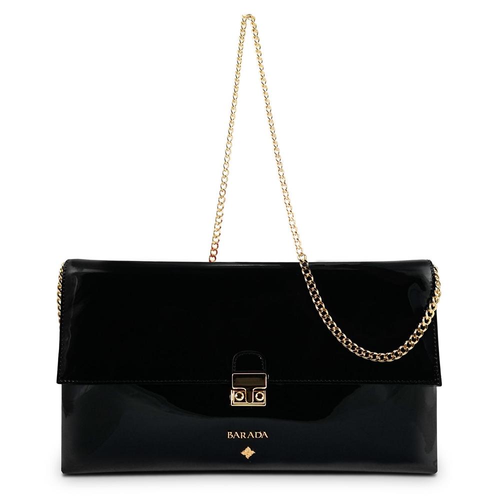 Clutch Handbag from our Dama Blanca collection in Patent Calf Leather and Black color