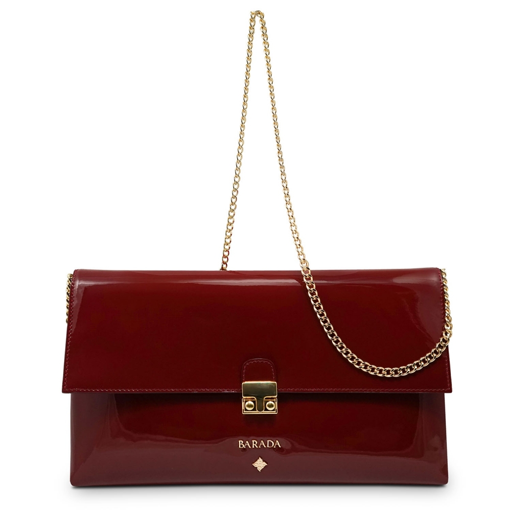 Clutch Handbag from our Dama Blanca collection in Patent Calf Leather and Red color