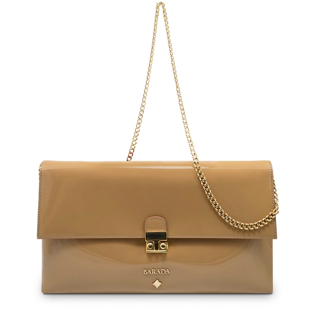 Clutch Handbag from our Dama Blanca collection in Patent Calf Leather and Nude color
