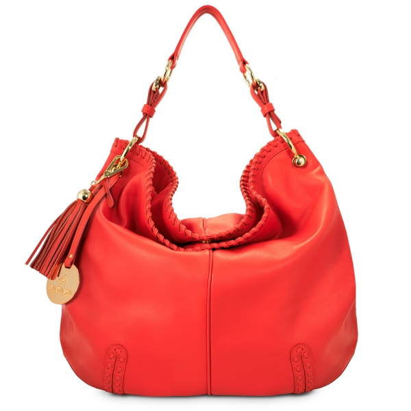 Shoulder bag from Duende collection in Calf leather and Coral color