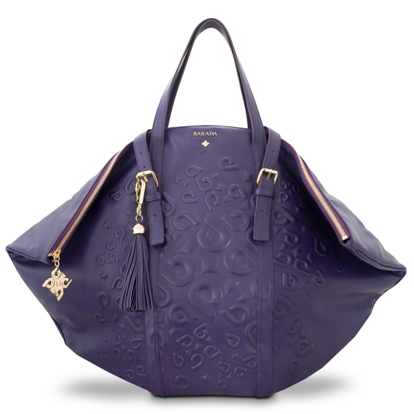 Shopping bag from our Rocío collection in Calf Leather (Antelope finish) and Purple color