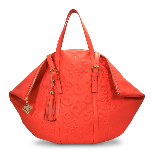 Shopping bag from our Rocío collection in Calf leather and Coral color