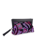Clutch Bag in Calf leather Black and Purple colour