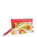 Clutch Bag in Calf leather White and Orange colour
