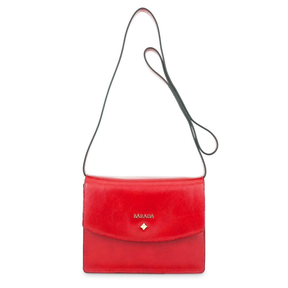 Cross body bag Collection Morgana in Wrinkled Patent leather (Calf) and Red colour