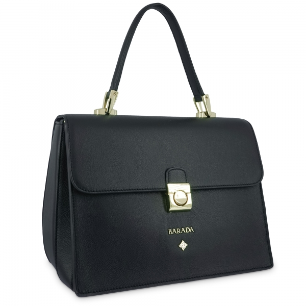 Top handle handbag Style 321 in Seta Leather (Calf) and Black colour